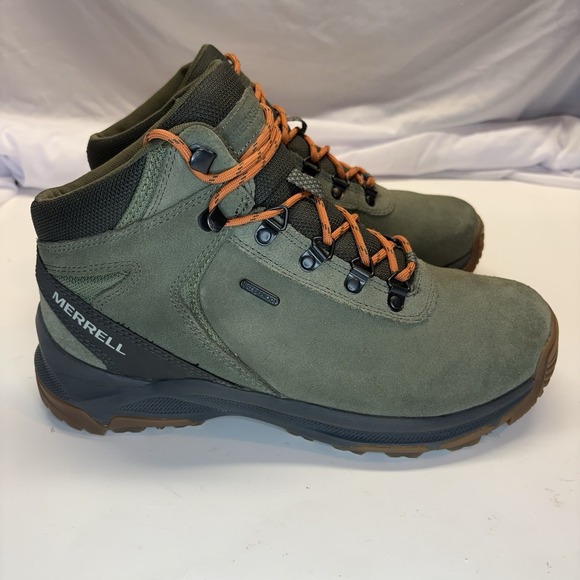 Merrell Erie Mid Earth Men's 8.5 W Olive Suede Waterproof Lace Up Hiking Boots - Picture 1 of 16